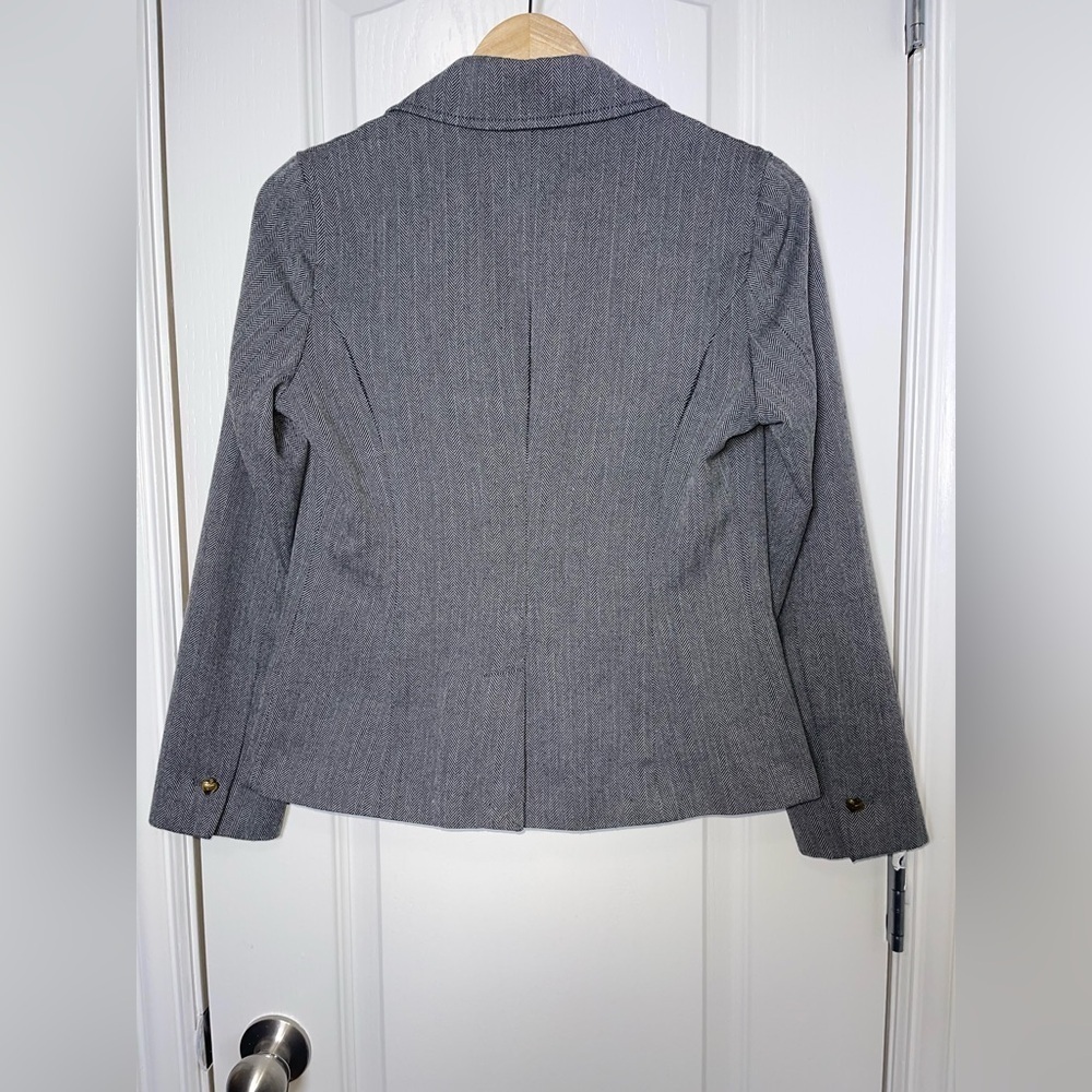 Princess Vera Wang Gray Herringbone Y2K Blazer Gold Heart Buttons Size Small - Picture 2 of 10